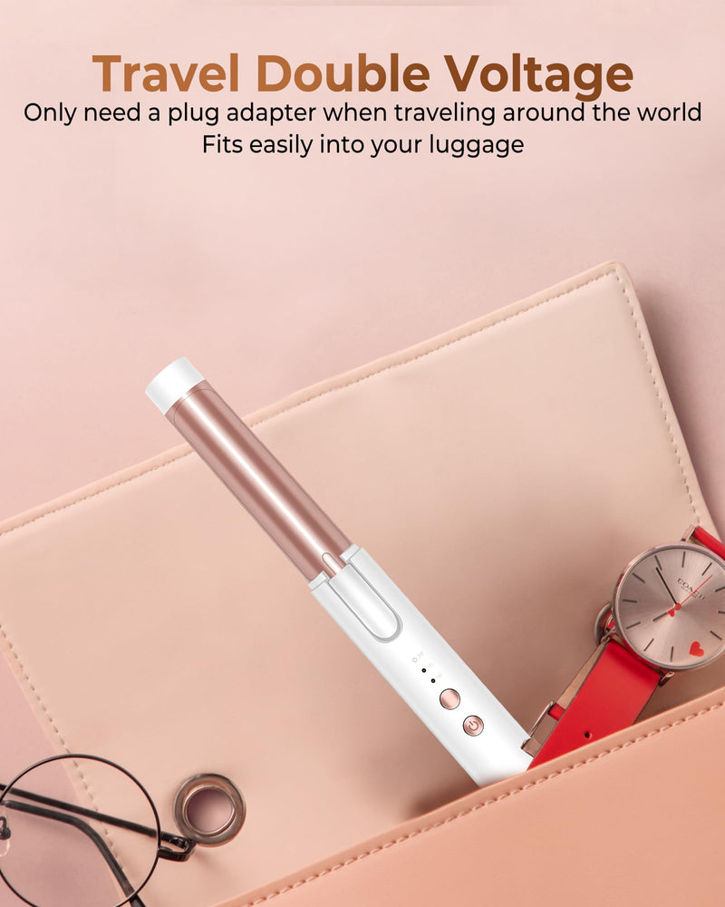 UKLISS Curling Tongs for Short Hair Medium Long Hair 25mm Mini Curling Iron | [160-200℃] 1 Inch Compact Travel Friendly Ceramic Mini Hair Curler Wand, 3 Temps Adjustable, Double Voltage (White) White