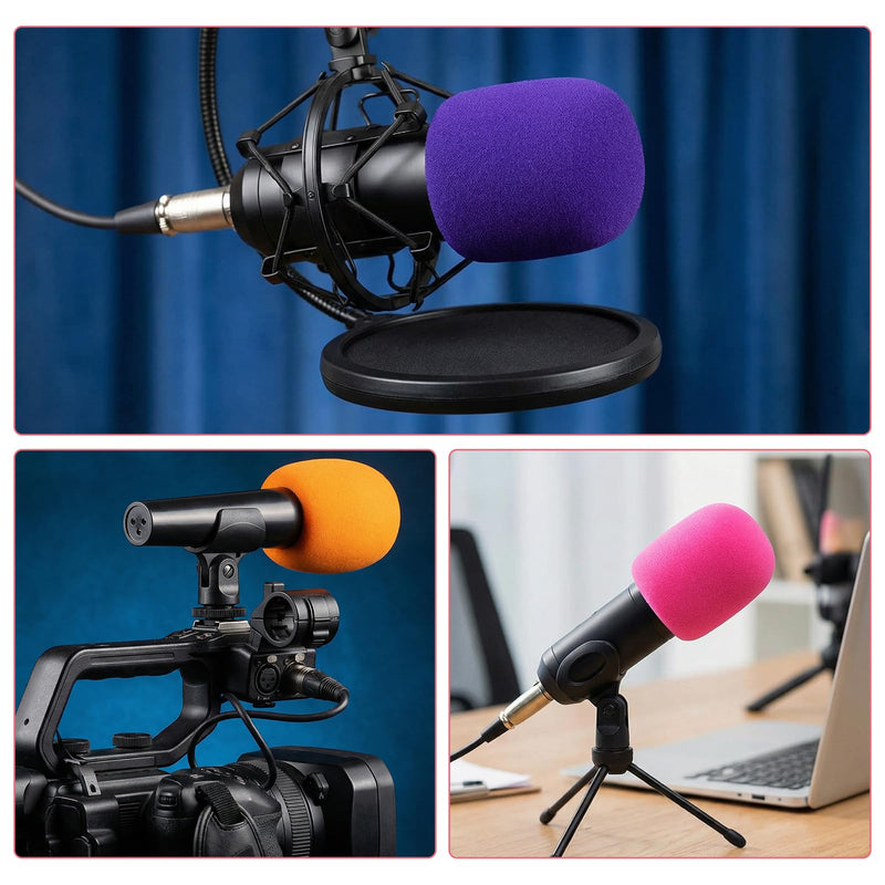 20Pcs Microphone Covers,10 Colors Mic Cover Easily Clean and Reuse, Soft and Thick Microphone Windscreen, Protecting Microphones from Saliva and Moisture, Keep Clean and Away from Dust