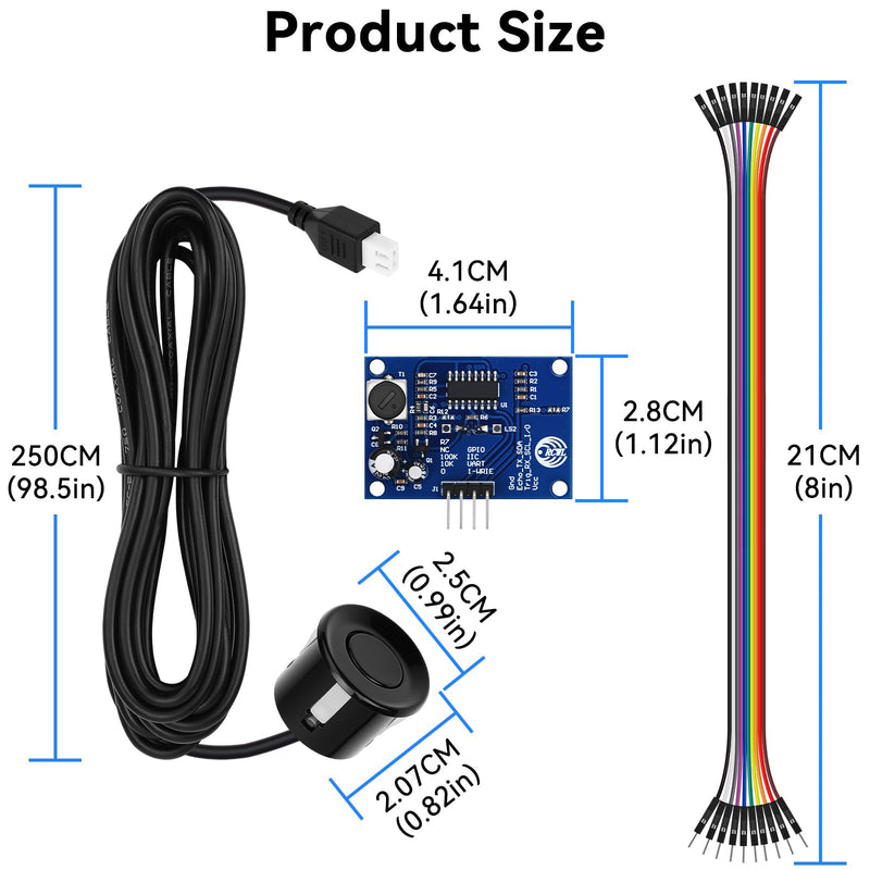 3pcs JSN-SR04T Integrated Ultrasonic Distance Measuring Module 20-500CM High Precision Distance Measuring Transducer Waterproof Design with Male to Female Jumper Wires for Arduino