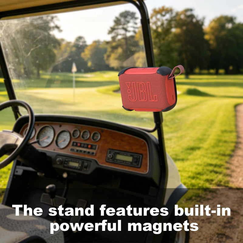 3-in-1 Magnetic Mount with Removable Anti-Slip Strap for JBL GO 5 Portable Bluetooth Speaker,Golf Cart,Pole,Bicycle,Motorcycle,RV,ATV,Wall Mount Accessories (Black)