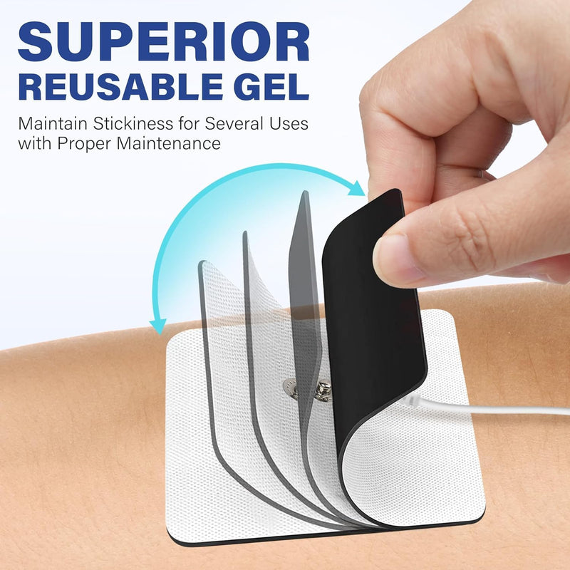 TENS Unit Electrode Pads, 20PCS 2"x2" Adhesive Electrodes Pads, TENS Unit Pads Replacement with Plug 2.0 mm for TENS Machine, Reusable and Latex-Free