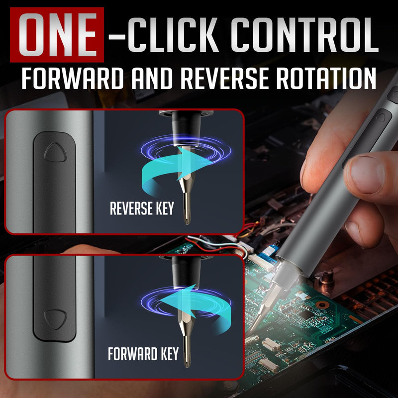 Mini Electric Screwdriver Set, 3.7V Cordless Screwdriver Set USB-C,71 S2 Preicison Bits,2 Torque Settings,Led, Magnetic Power Screwdriver Repair Tool Kit for PC RC Elect