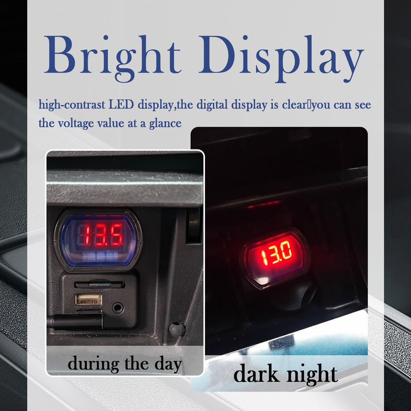 Car LED Cigarette Lighter Voltage Meter with Digital Display,12V/0.1A Battery Voltage Meter for Real-Time Voltage Monitoring,Universal Car Voltage Meters of Car Essentials