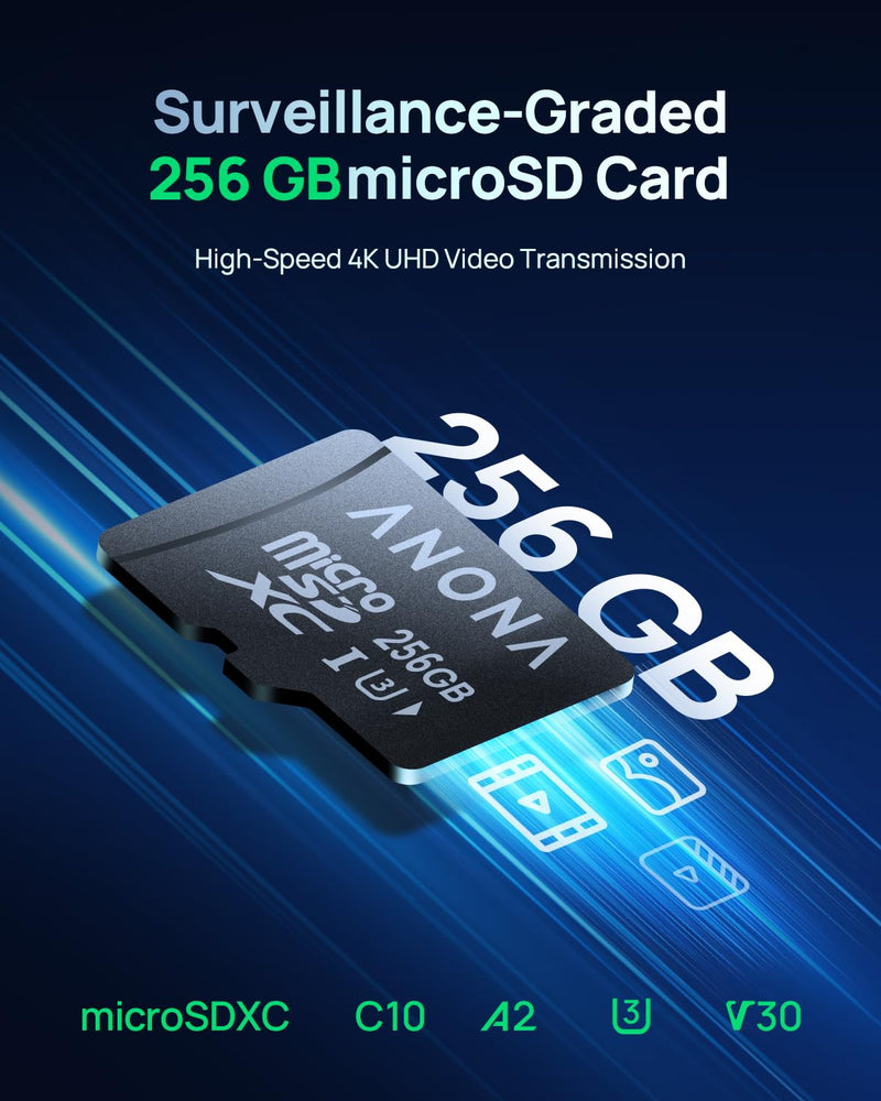 Anona Micro SD Card 256 GB Memory Card, Up to 100MB/s, Suitable Pano 4K Indoor Camera SD-256GB