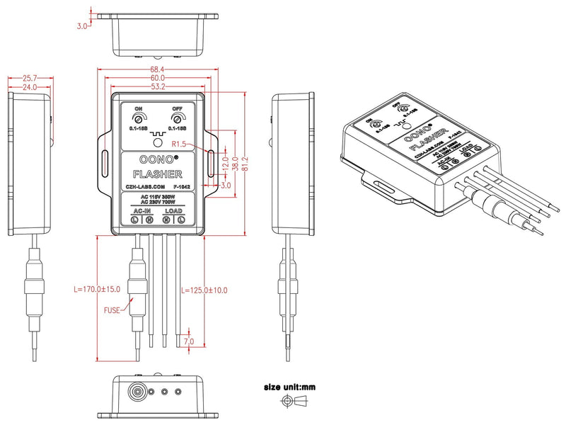 AC 100-240V 3Amp Blinking Flasher Module