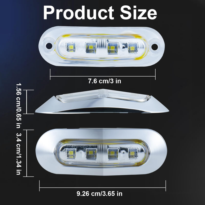 20Pack 3.7 Inch 4 LED Marine Boat Interior Lights, DC12-24V Waterproof Courtesy Lamp Deck Transom Stern Cabin Navigation Lighting for Fishing Pontoon Yacht Kayak Sailboat - White
