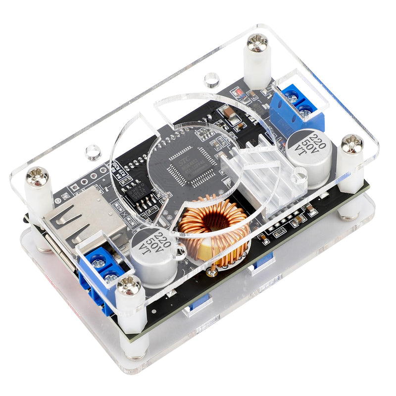 DROK DC Buck Converter Adjustable Voltage Regulator 12V 6V-32V to 1.5-32V 5A, LCD Screen Step Down Converter with USB Port and Protective Case Buck 6-32V to 1.5-32V