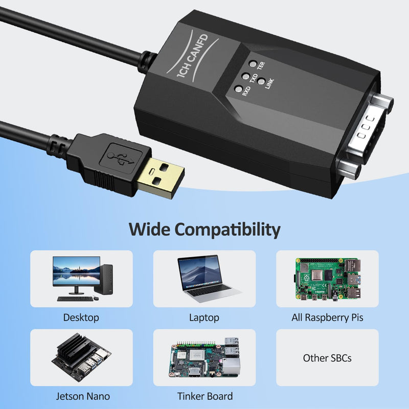 USB to CAN Analyzer Cable SavvyCAN-FD- C CAN FD Speed Up to 12M Isolated Against USB 2.5KV CE FCC SavvyCAN-FD-C