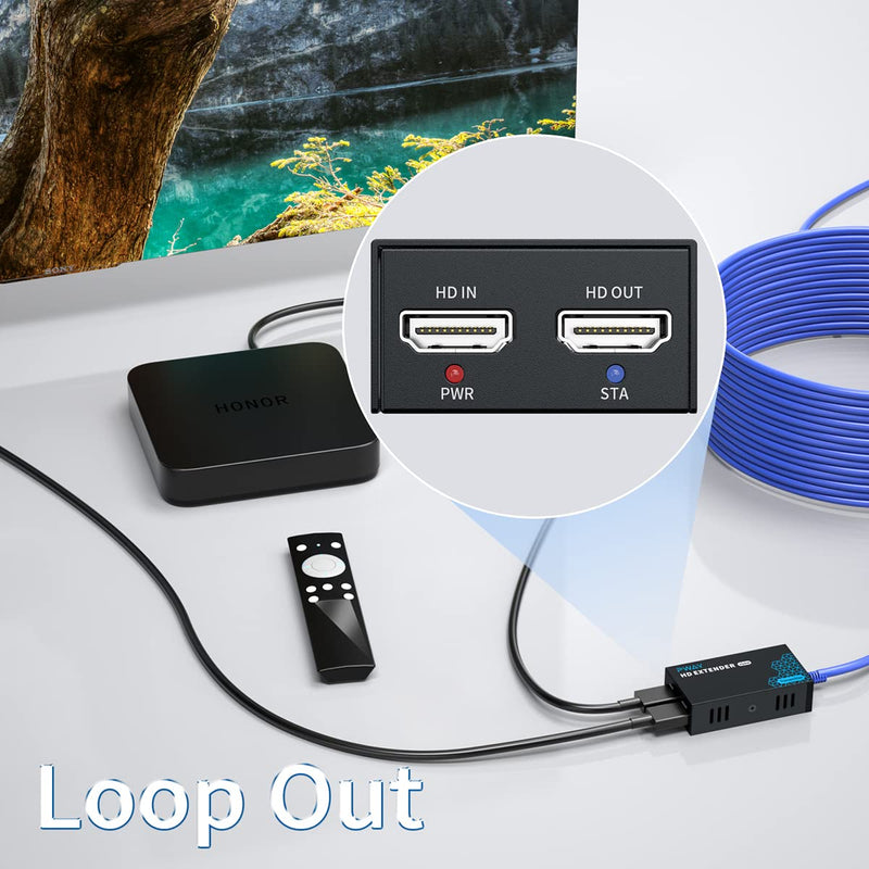 PWAY HDMI Extender 500ft No Delay Over Cat5e/6 HDMI Balun IP Kit Over Ethernet Long Distance Video, 1 to Many Over Gigabit Switch
