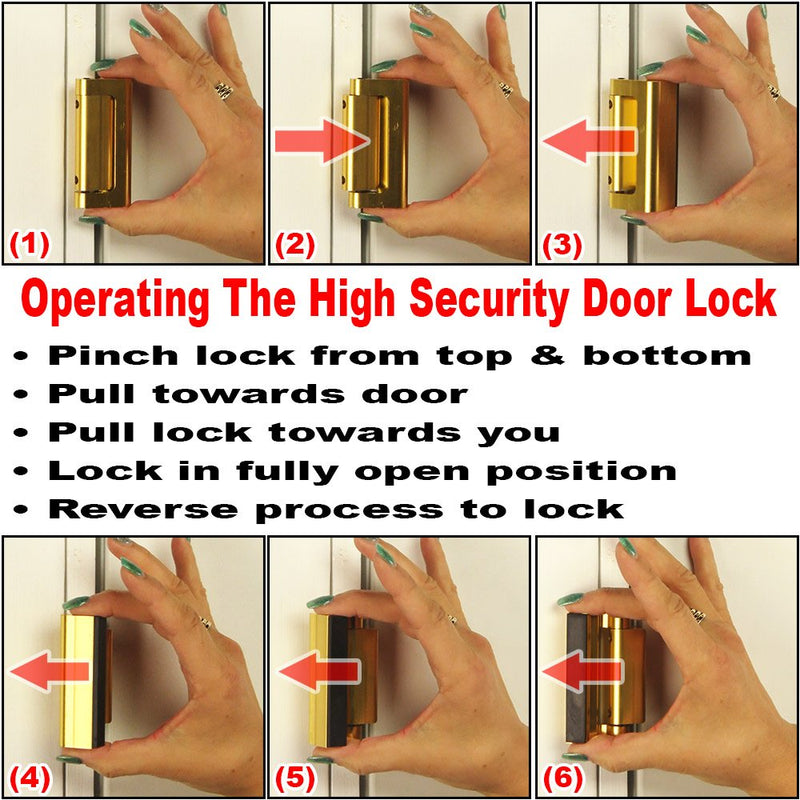 Defender Security U 10827 Door Reinforcement Lock, Pack of 2 | Satin Nickel Aluminum Finish, 3 Stop, High Security, Prevent Unauthorized Entry