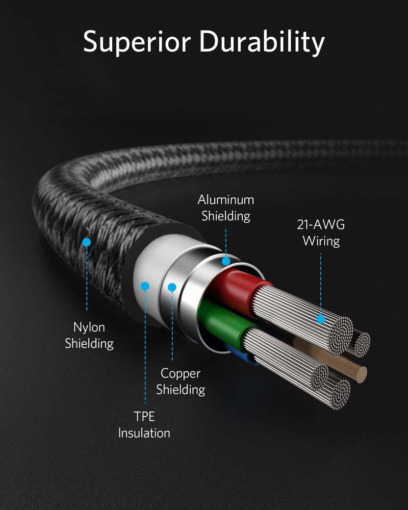 Anker New Nylon USB C to Lightning Cable, Apple MFi Certified for iPhone 14 Series, and More (2, Black, 6FT) 6 feet 2