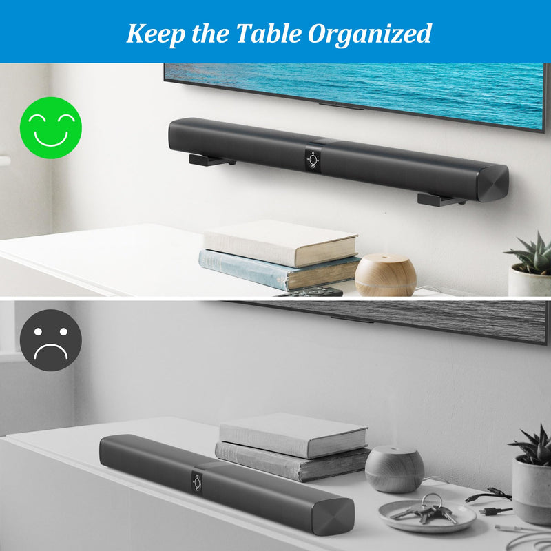 PlusAcc Soundbar Wall Mount, Universal Adjustable Bracket Holder, Black | Holds up to 33 lbs, Sound Bar Mounts Under TV, Depth Adjustable 3.9”–6.7”, Heavy-Duty Home Theater Shelf
