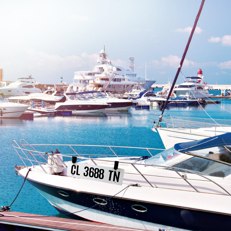 2 Pack Boat Registration Number Plate, Registration Sticker Plate with 16 Sheets Black Numbers and Letters Stickers, White Plastic Blank Number Plate for Inflatable Dinghy, Boat or Tender