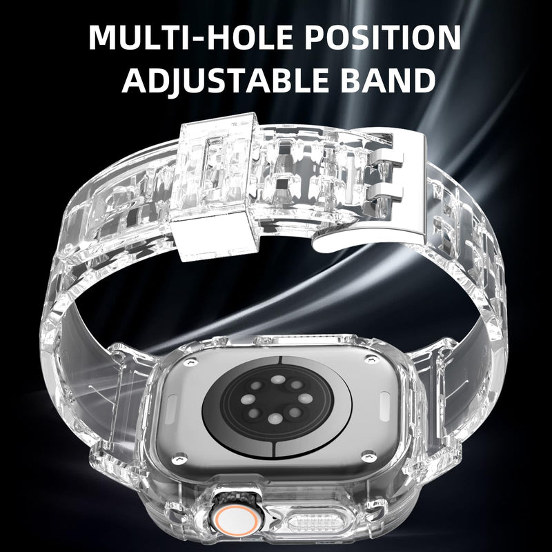 iMangoo Sports Band with Bumper Case for Apple Watch Ultra 3/2/1 49mm Clear | Transparent TPU Protective Bumper Cover Sweatproof Scratch Resistant Rugged for iWatch 49 mm Men Women