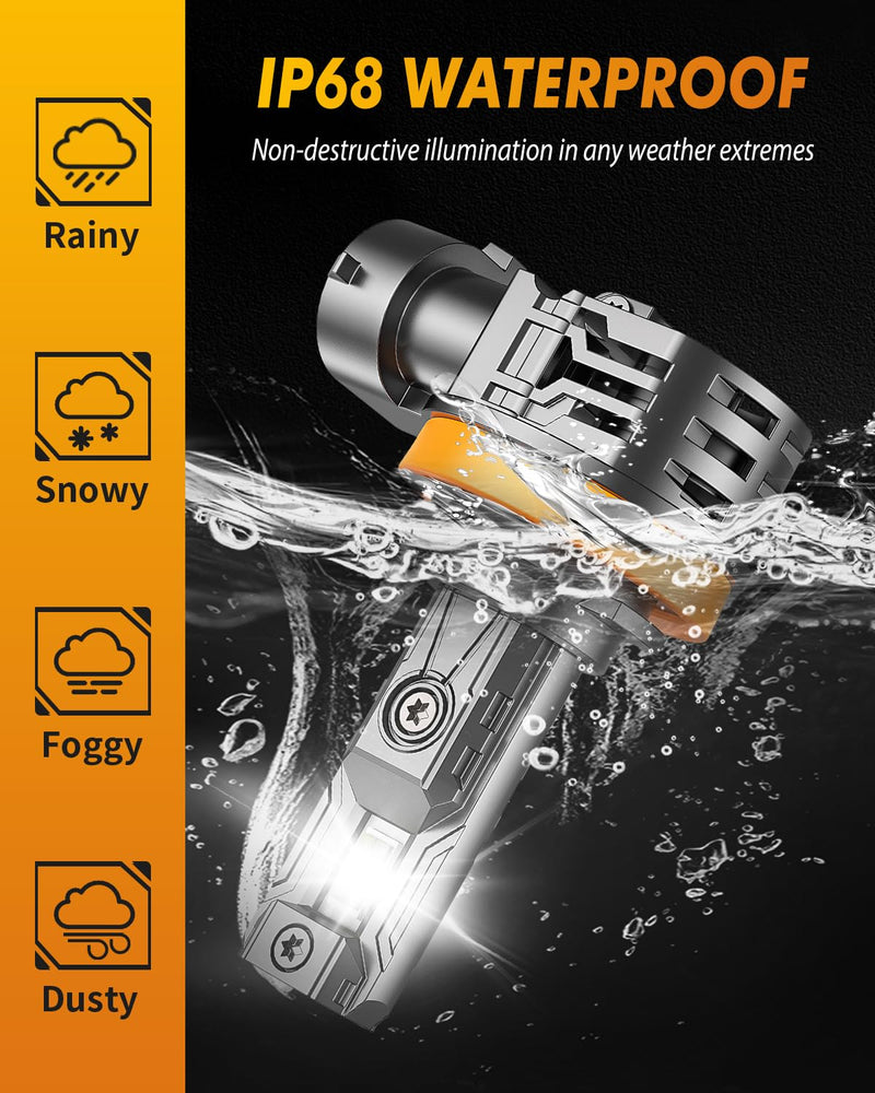 H11/H9/H8 9005/HB3 LED Light Bulbs Combo, 100000 1100％ Brighter, 6500K White LED High/Low, 10-Year Lifespan with Cooling Fan, 1:1 Halogen Size, Non-Polarity Plug and Play, Pack of 4 9005+H11