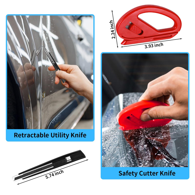 12 Pcs Car Window Film Tint Tool Kit Vinyl Wrap Tool Kit Automotive Tint Squeegee Tool Kit Glass Protective Film Installation Kit Automotive Window Tinting Kit