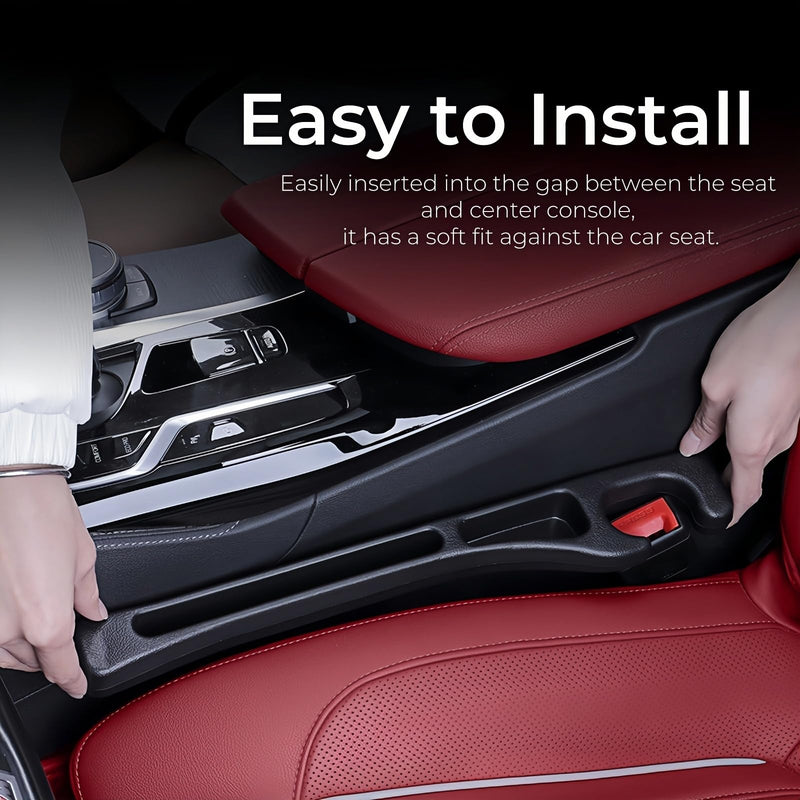 Car Seat Gap Filler, 2-Pack No-Drop Seat Side Gap Seam Filler Organizer with Phone Holder, Universal Fit Fill The Gap Between Seat & Console, Perfect for Car, SUV, Truck Black