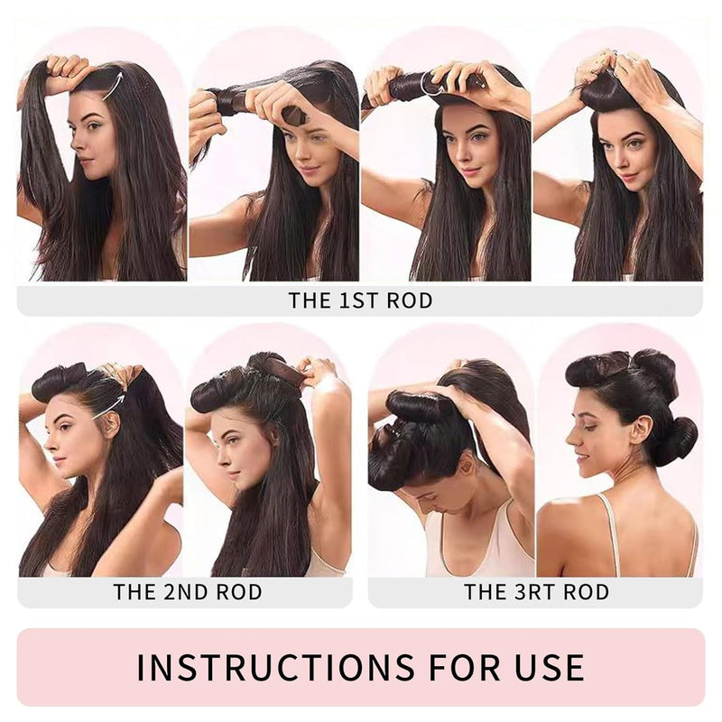 Heatless Curlers,3Pcs Heatless Curling Wand,Overnight Hair Rollers,Soft Sleeping Lazy Hair Rollers with Hook for All Hair Types(Brown)