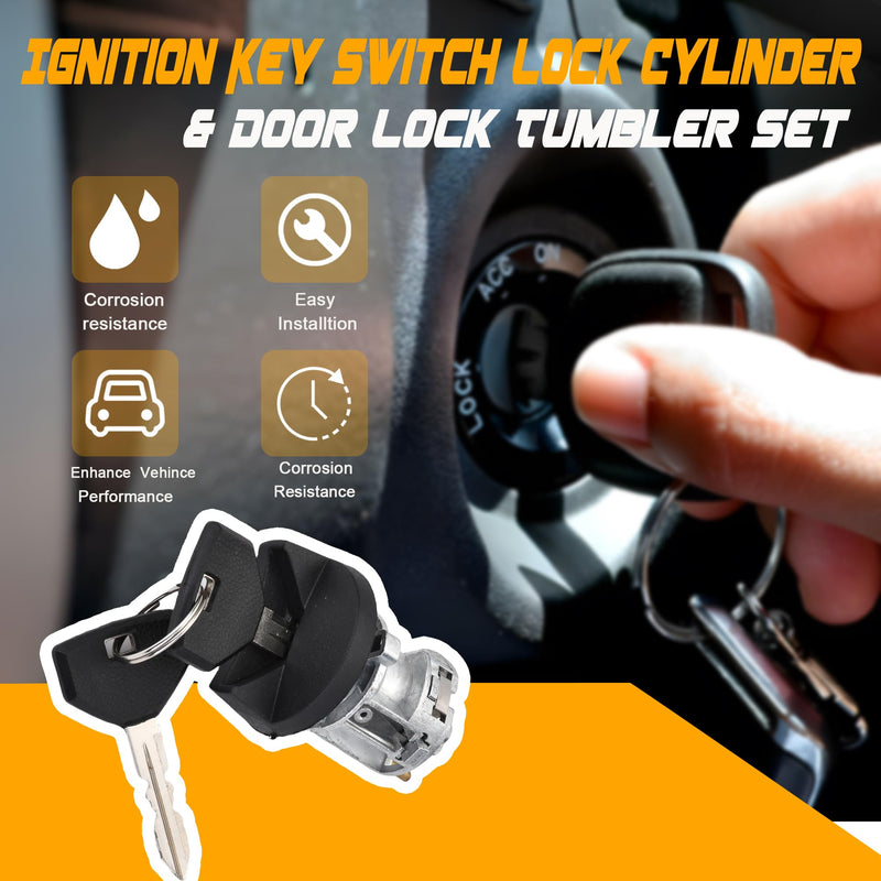 5003845AA YIZHIHUA Ignition Key Switch Lock Cylinder & Door Lock Tumbler Set Fit for Dodge Ram 1500 97-01, for Dakota 97-00, for Jeep Cherokee 97-98, Replace# US255L 926061 5003893AA 56021346AB