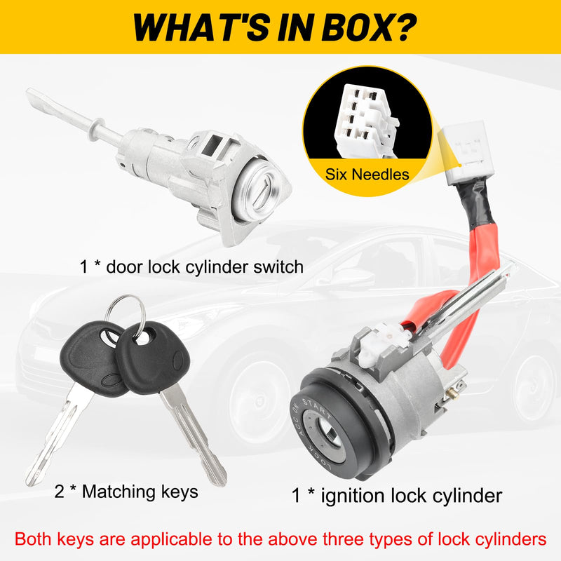 Front Left Door Lock Cylinder Set Ignition Switch Ignition Lock Cylinder Switch with 2 Keys Fit for Hyundai Elantra 2011-2015,Replace 81910-3XA00 81970-3XA00 For 2011-2015 Hyundai Elantra