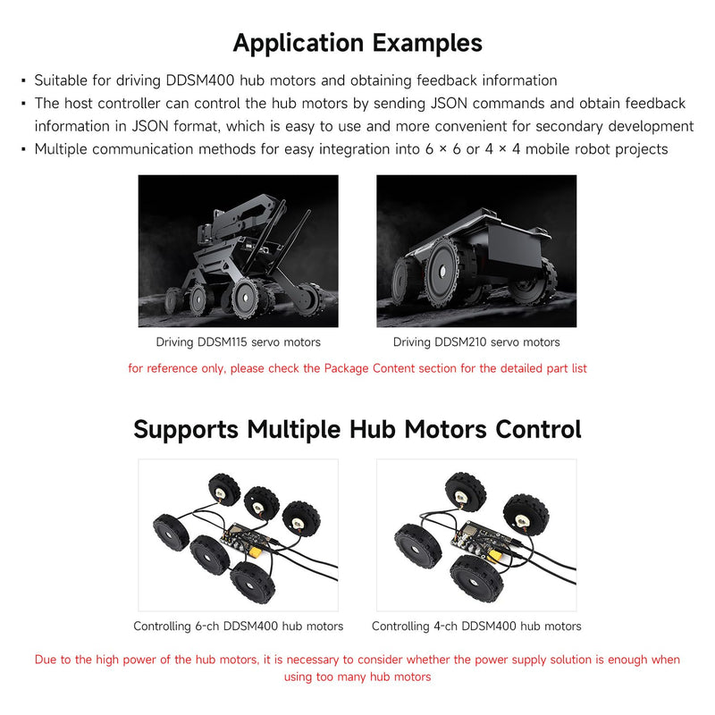 Waveshare Direct Drive Servo Motor Driver Board (B), Integrates ESP32 and Control Circuit, 2.4G WiFi Support, Suitable for DDSM400 Hub Motor, ESP Now Support