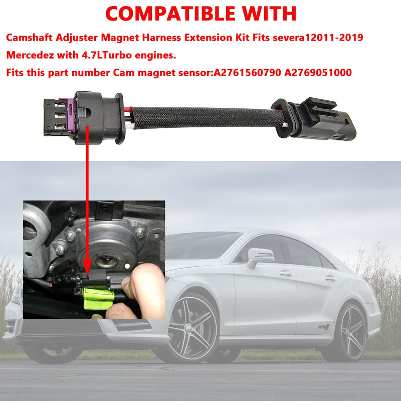 8pcs 3PIN & 2PIN Compatible with Mercedes Benz 4.7L 2011-2020 Camshaft Position Sensor Harness Connector Extension for M278 Engine A2761560790 A2769051000
