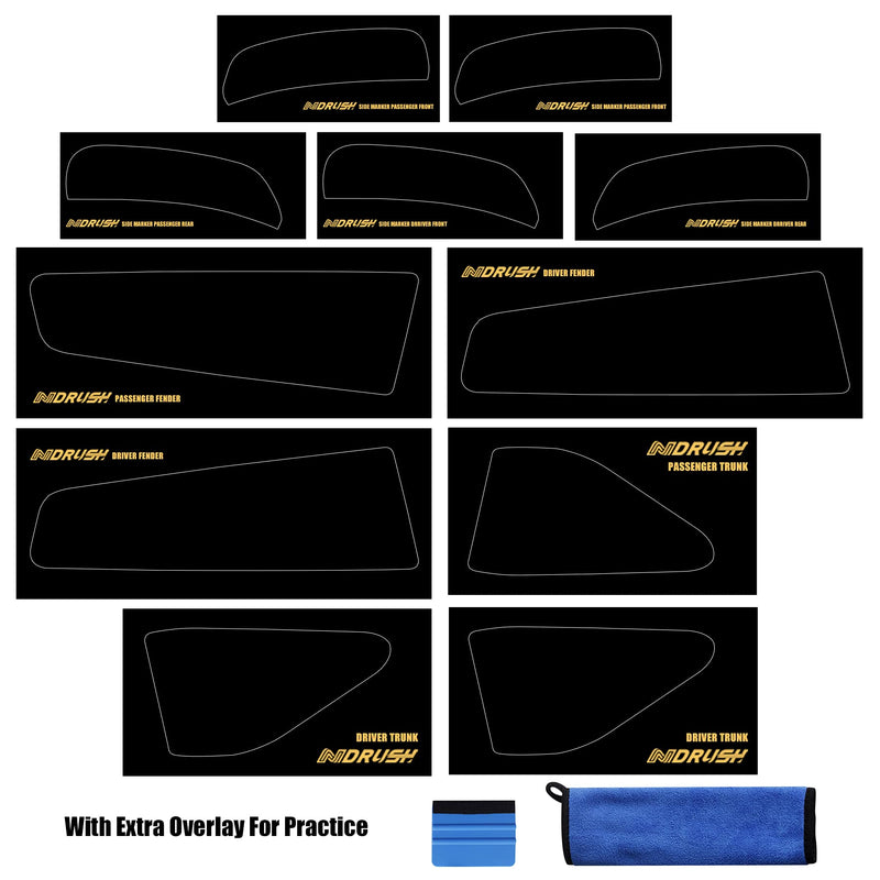  [AUSTRALIA] - NDRUSH Smoked Taillight & Side Marker Vinyl Tint Film, Precut Overlay, Tail Light Wrap Cover Compatible with Dodge Charger 2015-2021 Taillight&Sidemarkers