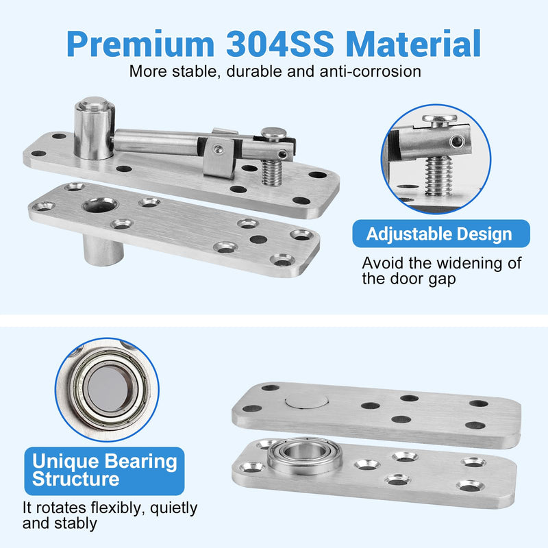 Hidden Door Hinge Pivot, 570lbs Heavy Duty Invisible Door Hardware for Secret Room & Concealed Bookcase, 360° Swing Door Hinge System (Silver) Silver