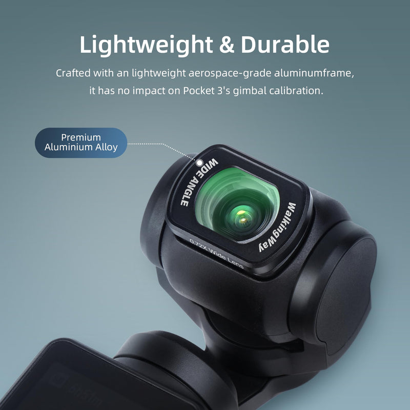 WalkingWay 0.72x 112° Magnetic Wide Angle Lens for DJI Osmo Pocket 3/4/Xtra Muse/2, Multi-Coated/HD Optical Glass/Aluminum Frame, for Architectural Landscape/Cinematic Video