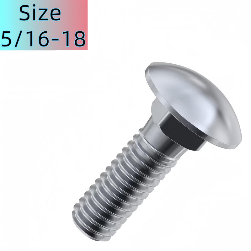 5/16"-18 X 3(25pc) Stainless Carriage Bolt, 18-8 Stainless Steel Full Thread Coverage,Carriage Bolt,by SANTIE 5/16"-18 X 3"(25pc)