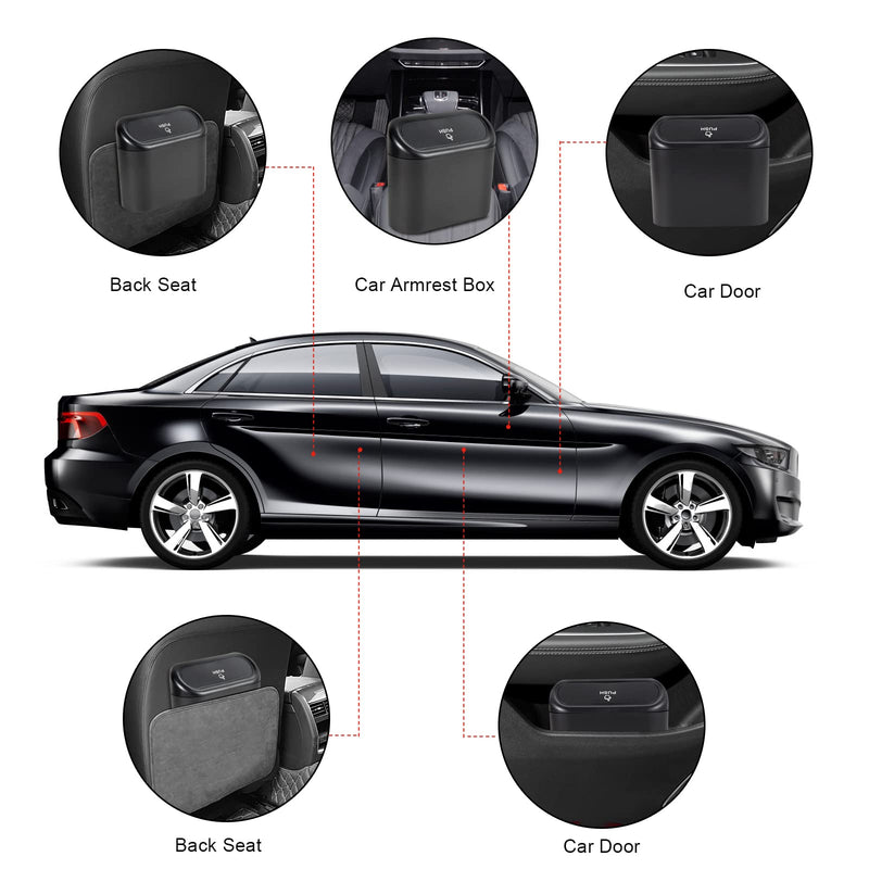 2 Packs Mini Car Trash Can Bin with Lid and 150pcs Trash Bags,Car Trash Can Bin,Car Garbage Trash Can Storage for Front Back Seat Accessories (2)… 2