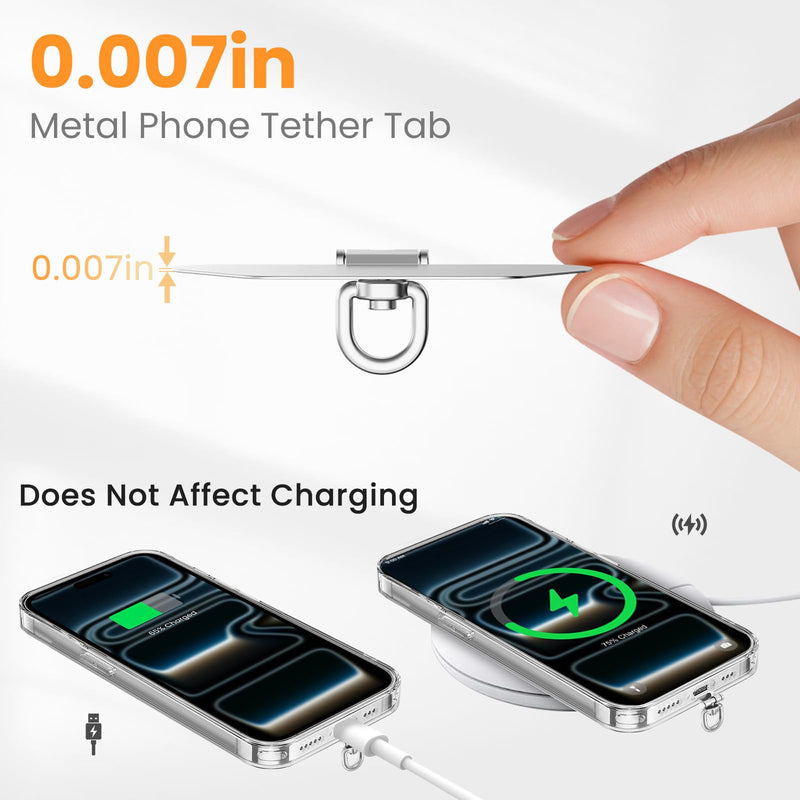Phone Tether Tab, 360° Rotating Phone Lanyard Tab, 3 Pack, Sliver | Metal Cell phone Lanyard Patch Strap Adapter, Ultra-thin Tether Tab Compatible for iPhone Android Smartphones Sliver*3