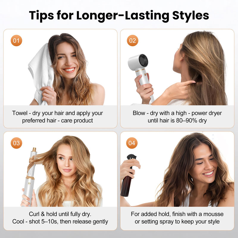 Hair Styler 5-in-1 Set, 1000W Hot Air Brush with Hair Styling Appliances | Air Wrap, Auto-Twist Curlers & Straightening Brush White