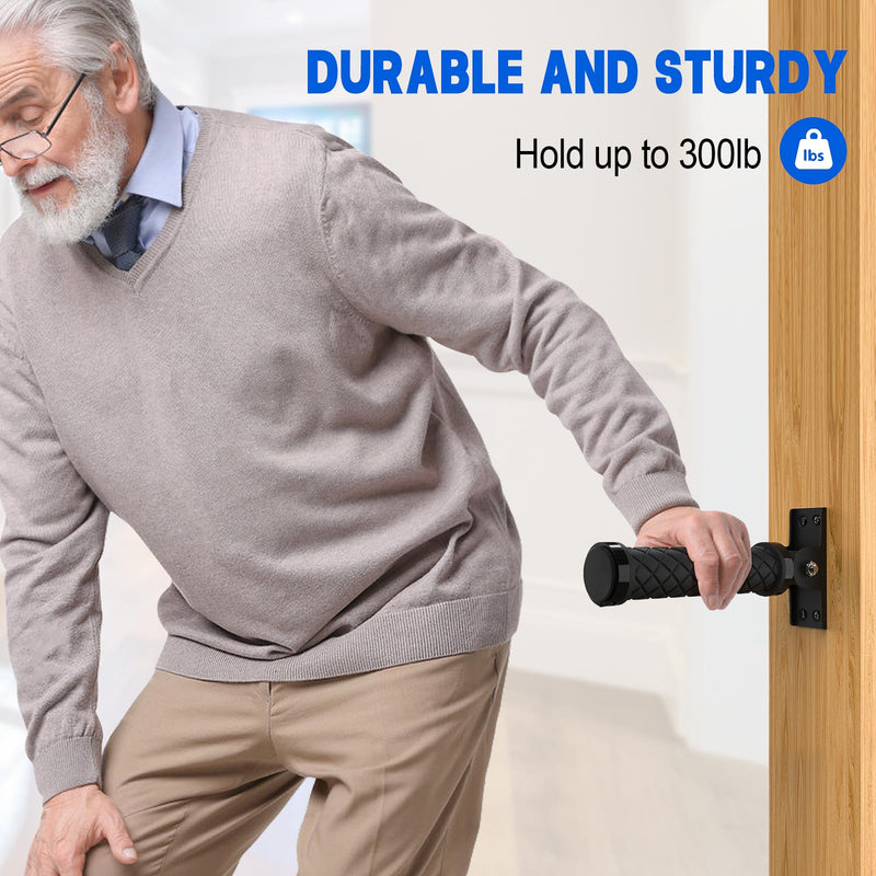 Flip Up Grab Bars for Doorways & Wall & Stairs，Safety Assist Handles for Elderly，Hand Rails for Seniors，Non-Slip Grip for Handicap，Disabled or People with Limited Balance-Black