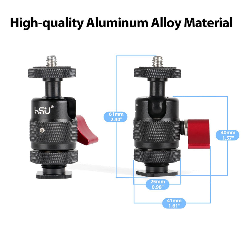 HSU Cold Shoe Mount Adapter, Aluminum 1/4”-20 Screw Hole 360° Rotation Camera Tripod Mount for Insta360 X4/X3/X2/X/RS/R/GoPro/Sony/DSLR Camera Flash and Other Cameras, Black