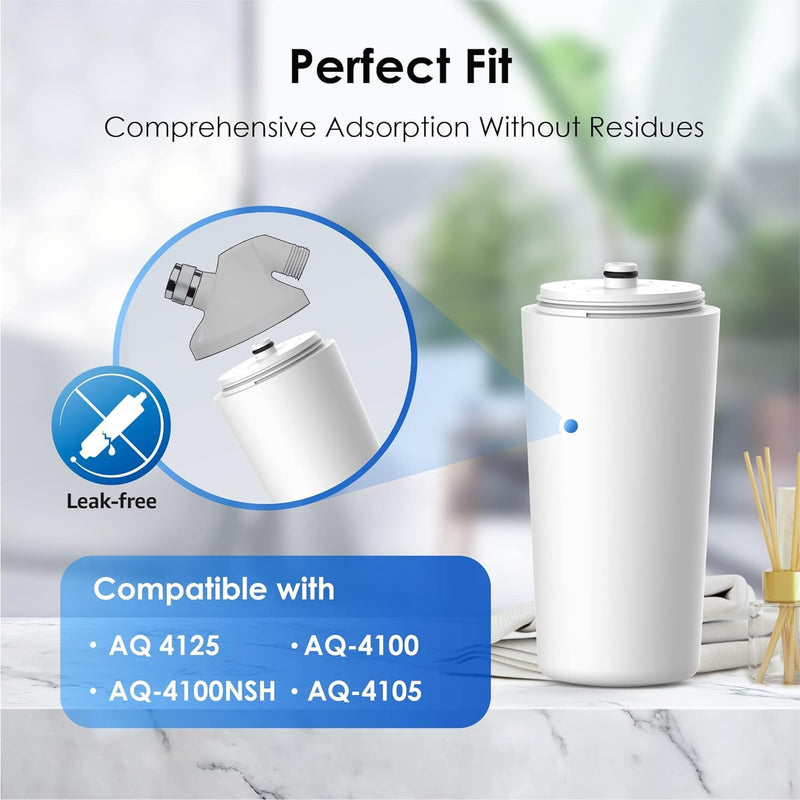 Waterdrop AQ-4125 Shower Filter Replacement for Aquasana® AQ 4125, AQ-4100, AQ-4105, AQ-4100NSH, AQ-4105CHR Shower Water Filter System, Jonathan Product Beauty Shower Filter, Pack of 2 Shower Filter 2 Pack