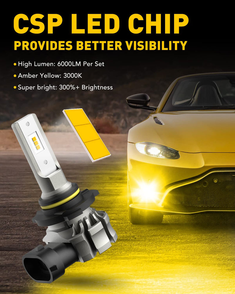  [AUSTRALIA] - AUXITO 9145 LED Fog Light Bulbs, 6000LM 3000K Amber Yellow Light, 300% Brightness H10 9140 9045 9040 Led Fog Lights, CSP LED Chips, DRL Replacement for Cars, Pack of 2