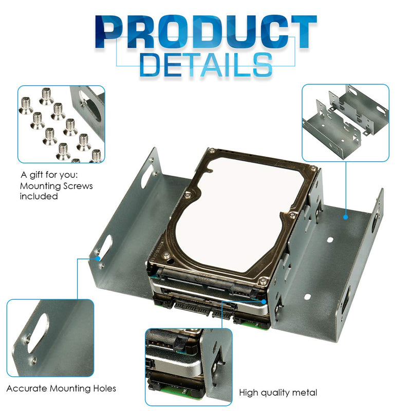 SSD/HDD Metal Mounting Bracket, Convert Any 3.5 inch Solid State Drive/HDD Into One 5.25 inch Drive Bay (3x2.5 SSD/HDD to 5.25 Metal) 3x2.5 SSD/HDD TO 5.25 Metal