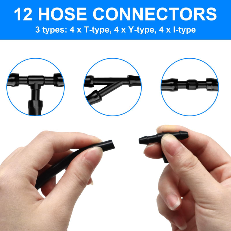 13 Pcs Car Windshield Washer Hose 4M Washer Fluid Hose with 12 Pcs Hose Connectors for Most Car Windshield Washer Tubing