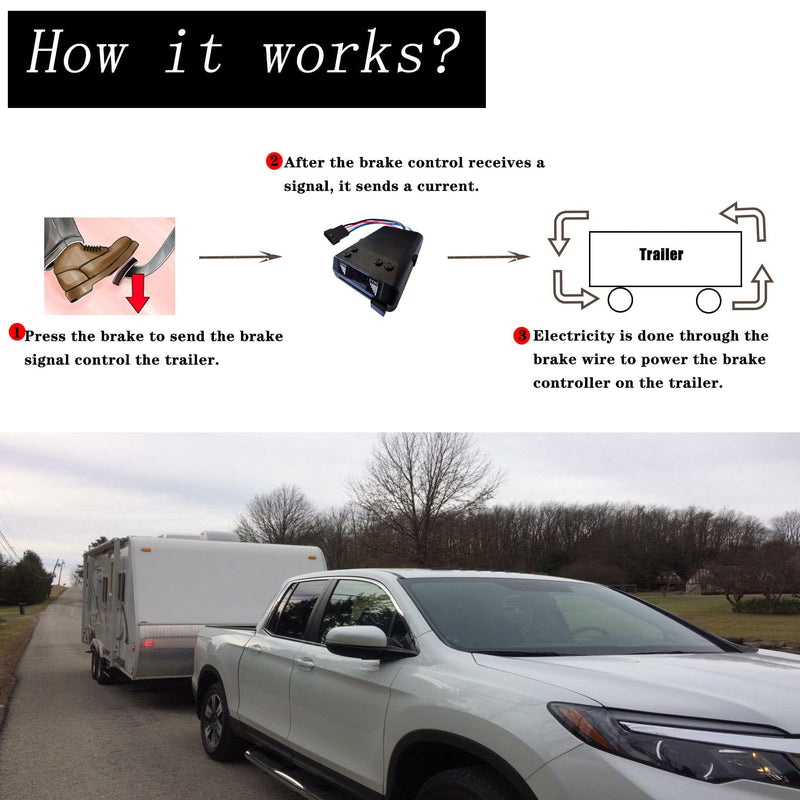 Trailer Brake Controller, Time-Delay Brake Controller for 1-4 Axles, Digital Brake Controller, Easily Control Trailers with 1-4 Axles, for Light-Duty and Occasional Towing