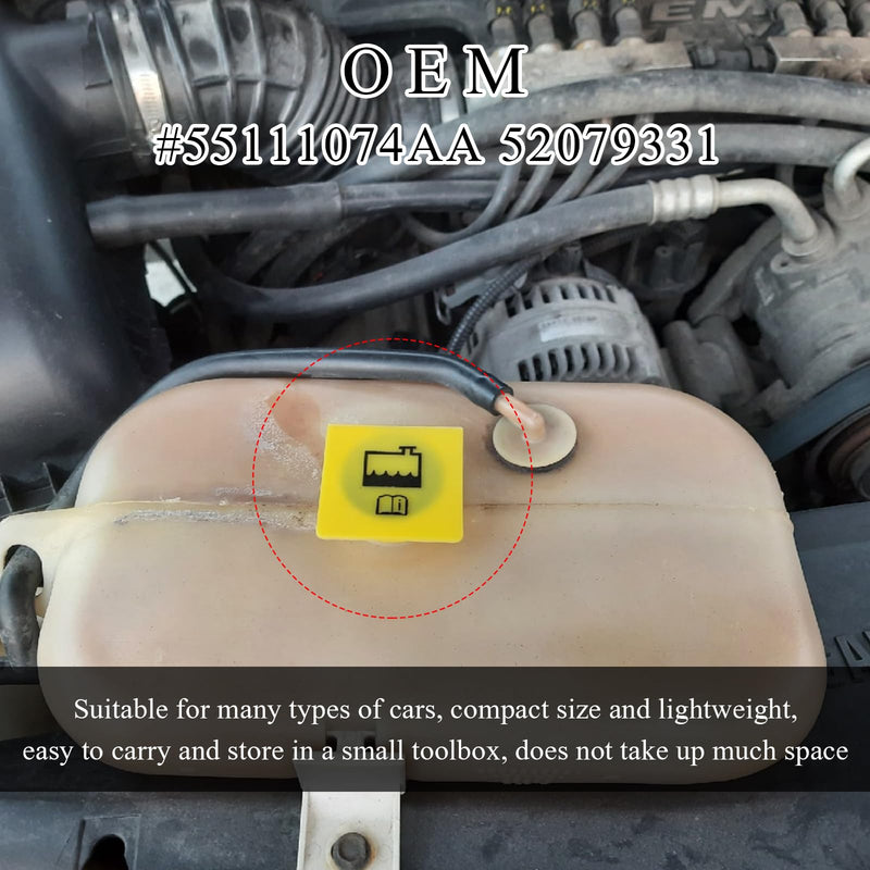 Engine Coolant Reservoir Cap, Coolant Recovery Water Tank Cap OEM 55111074AA 52079331, Coolant Tank Cap Compatible with Grand Voyager Wrangler Cherokee, Car Accessories (2 PCS) 2 PCS