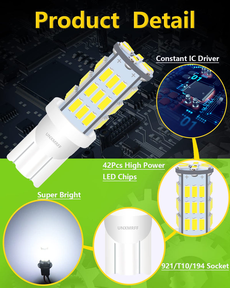 UNXMRFF - Super Bright 194 LED Light Bulbs White, T10 912 921 168 LED Camper Lights Bulb for 12V RV Ceiling Dome Light/RV Interior Lighting/Travel Trailer/Boat/RV Camper Light Bulb (Pack of 12) 12PCS