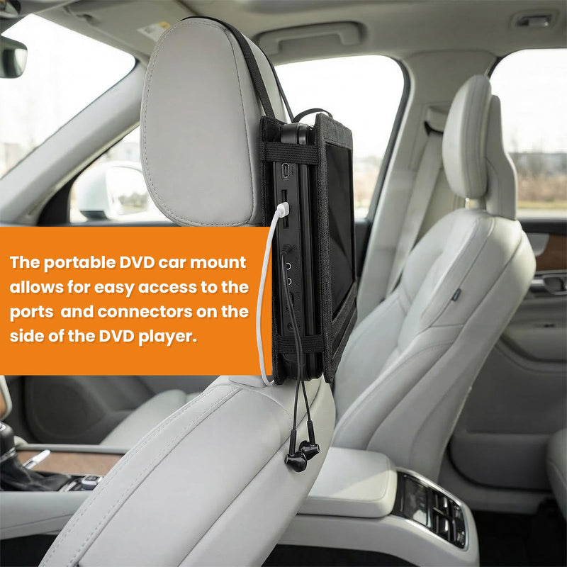 Car DVD Player Headrest Mount Holder, Portable Auto Video Player Headrest Holder with Adjustable Straps, Vehicle Backseat Mount for 9" to 10" Swivel & Flip DVD Players