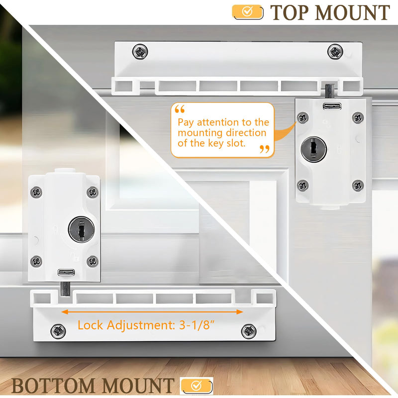 Patio Sliding Door Security Foot Lock Kick Lock with keyed, ABS,Fits on Top Rail-Childproof Patio Door Guardian-or Bottom Rail-Foot Operated-Keep Your Family Safe and Secure(2 Pack) 2 Pack