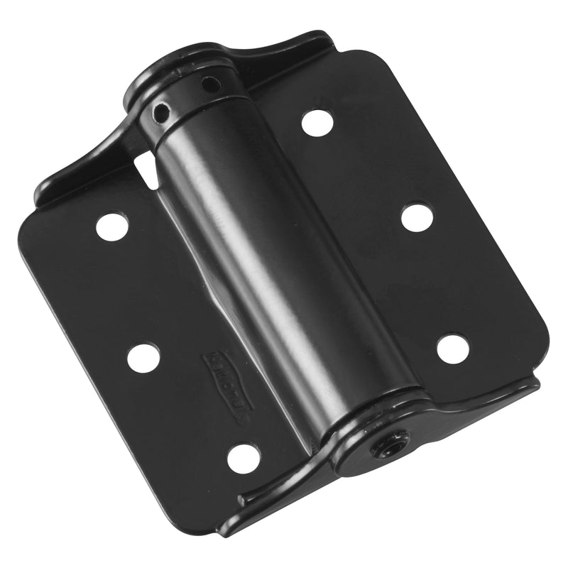 National Hardware N114-975 Adjustable Spring Hinge 2-Pack 3 in Black Heavy Duty Self Closing Door Hinges for Interior Exterior Surface Mount No Mortise Required