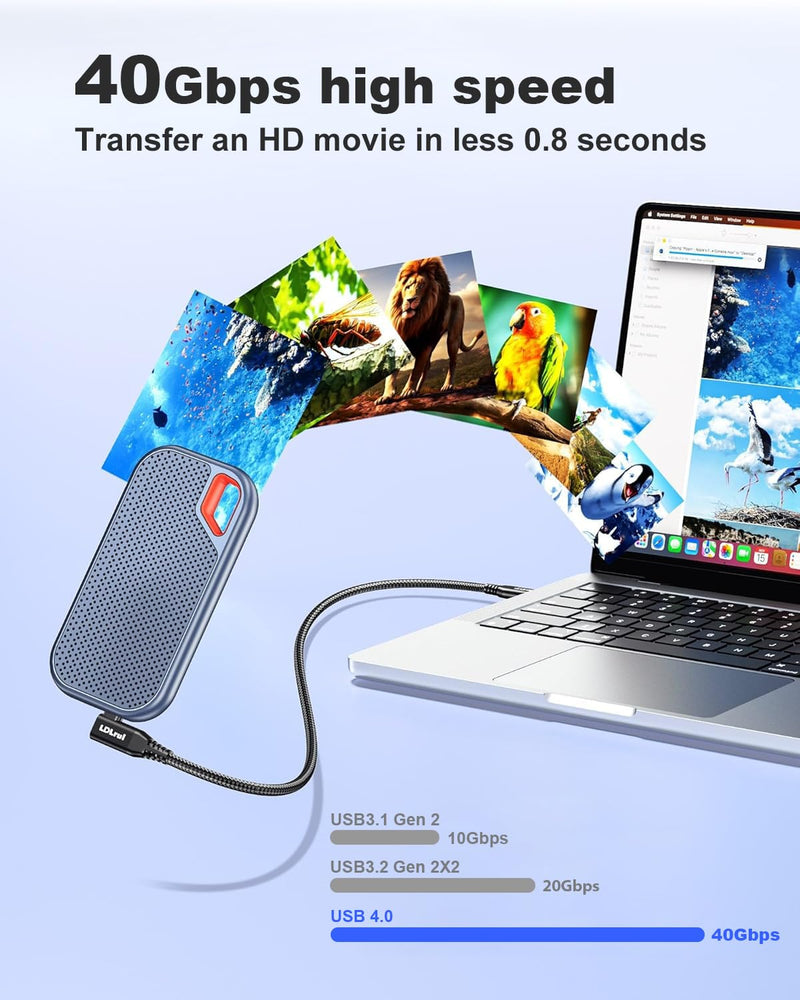 USB C Monitor Cable 8K/4K UHD Display[4FT], 40Gbps USB 4 High Speed Data Transfer Cable, Right Angle USB C for Thunderbolt 4 Cord, 240W Fast Charging for iPhone 16, MacBook Pro, KVM Switch, Samsung 4FT Black 1
