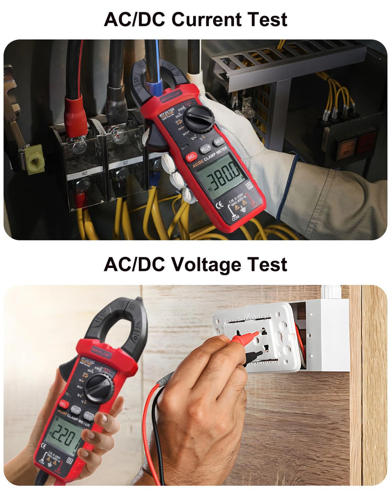 Digital Clamp Meter, Multimeter TRMS 6000 Counts Amp Volt Meter Auto-ranging Measures AC/DC Voltage, AC/DC Current Capacitance NCV Frequency Live Wire Resistance Diode Temperature Continuity MY2610D