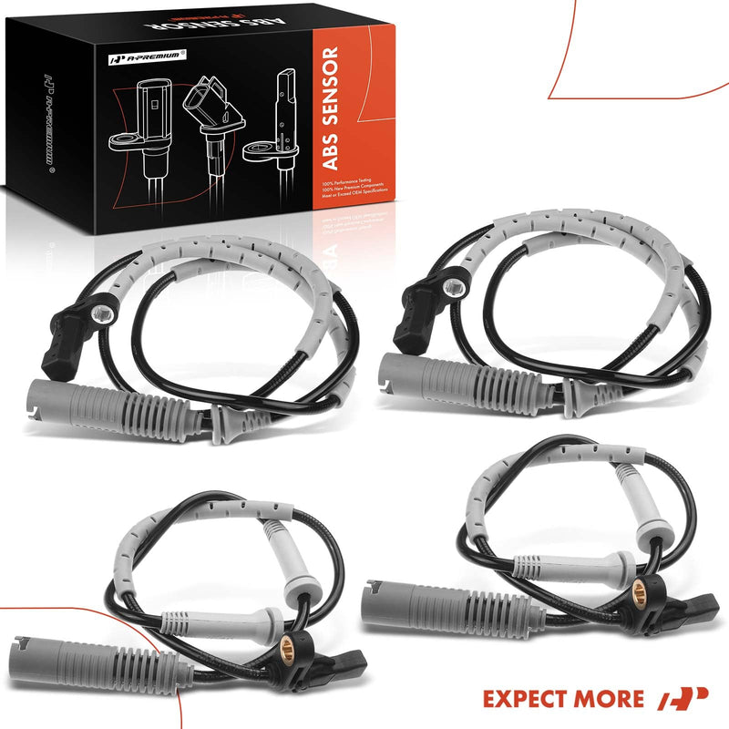 A-Premium ABS Wheel Speed Sensor Compatible with BMW Models - 323i 325i 2006, 328i 2007-2011, 128i 2008-2013 - Front and Rear Side, 4-PC Set, Replace# 34526785021, 3452687007