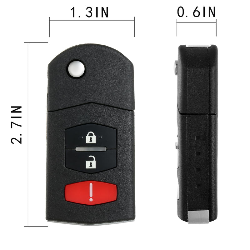 Key Fob Remote Replacement Compatible with 2006-2015 Mazda 5, 2011-2015 Mazda 2/3, 2007-2013 CX7/CX9, Keyless Entry, BGBX1T478SKE125-01, 2 Pack