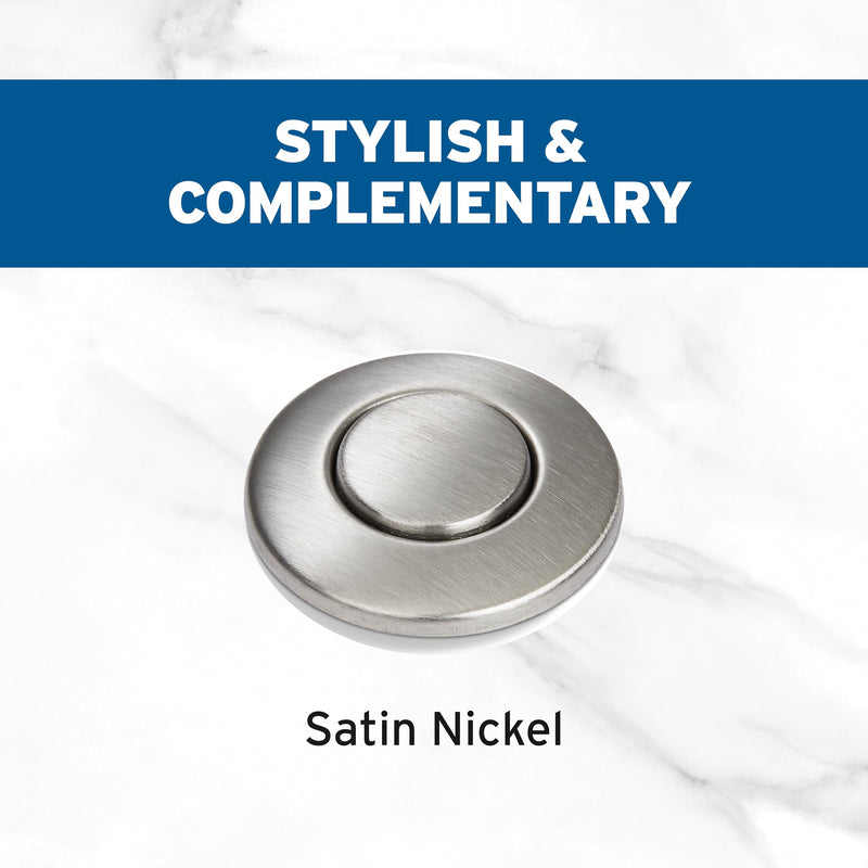InSinkErator Garbage Disposal Air Switch Kit, Dual Outlet Sink Top Switch Button for All InSinkErator Food Waste Disposer Models, Satin Nickel STS-OOSN Single Outlet